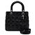 Dior Saco Tote Lady Medium Cannage Preto com Costuras Multicores e Alça de Ombro