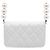 Chanel Mini Bolsa de Ombro com Aba e Corrente de Pérolas em Couro Branco - vista 5