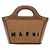 Marni Mini borsa a tracolla in rattan con logo ricamato Multicolore