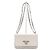 Prada Borsa a tracolla e crossbody in vitello Saffiano morbido bianco con logo argento e catena