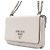 Prada Borsa a tracolla e crossbody in vitello Saffiano morbido bianco con logo argento e catena - vista 2