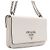 Prada Borsa a tracolla e crossbody in vitello Saffiano morbido bianco con logo argento e catena - vista 3