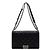 Chanel Bolsa de ombro e transversal com aba e corrente prateada Preto