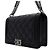 Chanel Bolsa de ombro e transversal com aba e corrente prateada Preto - vista 2
