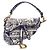 Borsa Saddle Christian Dior ricamata Toile de Jouy Blu