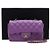 Chanel Mini borsa a tracolla Classic Flap in pelle d'agnello viola con catena oro champagne Porpora