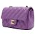 Chanel Mini borsa a tracolla Classic Flap in pelle d'agnello viola con catena oro champagne Porpora - vista 3
