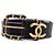 Chanel Damengürtel aus schwarzem Leder mit goldfarbenem CC-Logo