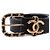 Chanel Damengürtel aus schwarzem Leder mit goldfarbenem CC-Logo - Ansicht 3