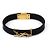 Saint Laurent Bracelete de couro Cassandra Monogram Opium banhado a ouro