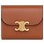 Céline Cartera con solapa de piel de cordero lisa Castaño