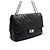 Chanel Große Vintage-Schultertasche in Schwarz mit silberner Kette - Ansicht 3