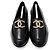 Chanel Mocassini in pelle di agnello con logo Nero