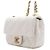 Chanel Mini Bolsa de Ombro com Aba em pele de cordeiro branca com pérolas e ferragens douradas Branco - vista 3