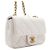 Chanel Mini Bolsa de Ombro com Aba em pele de cordeiro branca com pérolas e ferragens douradas Branco - vista 4