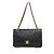 Chanel Borsa a tracolla Classic Medium in pelle d'agnello nera Nero