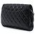 Clutch de aba Chanel Black CC em pele de cordeiro acolchoada com corrente Preto - vista 2
