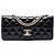 Chanel Black Quilted Patent Glitter Evening Star East West Flap Nero