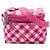 Borsa a tracolla Lunch Box Chanel in tela Gingham rosa CC