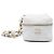 Vanity Clutch Cube in lambskin matelassé bianca con catena Chanel CC Bianco Crudo