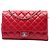 Clutch a patta Chanel Red CC Quilted Caviar con catena Rosso