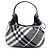 Burberry Gray Beat Check Nylon Brooklyn Hobo Marrone