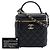 Chanel Vanity con manico superiore e catena, pelle caviar matelassé nera CC Nero - vista 7