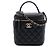 Borsa Vanity Chanel Black CC Quilted Caviar con manico e catena Nero