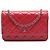 Chanel Red CC Quilted Patent Wallet On Chain