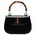 Bamboo Borsa Gucci Small in pelle di vitello nera con manico in bambù Nero