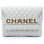 Clutch Chanel in vitello matelassé bianco con logo a catena