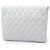 Clutch Chanel in vitello matelassé bianco con logo a catena - vista 2