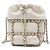 Borsa a secchiello Chanel Mini in pelle di agnello bianca con catena CC e coulisse Bianco Crudo