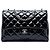 Chanel Black Large CC Quilted Patent Double Compartment Flap Nero