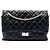 Chanel Reissue 2.55 Double Flap 227 in pelle di vitello invecchiata matelassé nera Nero