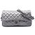 Chanel Silver Medium Quilted Metallic Grained Calfskin Casual Rock Flap Argento