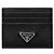 Prada Triangle Logo Leather Card Holder Black - view 2