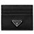 Prada Triangle Logo Leather Card Holder Black - view 4