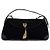 Gucci Borsa a spalla e crossbody con patta in camoscio nero, logo e ciondolo tigre dorato