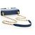 Borsa a tracolla CHANEL Matelasse con catena in pelle d'agnello blu e oro CC Auth 196001M D'oro - vista 7