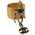 Anello CHANEL Motif Bambi Metallo Tono Oro Nero CC Auth bs36552