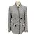 Akris Punto White / Black Tweed-Jacke mit Fransen Mehrfarben