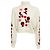 Chanel Intarsia-Kaschmir-Strickpullover in Elfenbein / Rot / Burgunderrot mit Kristall-CC-Logo Beige