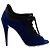 Stivaletti Miu Miu in camoscio blu con lacci e peep toe - vista 2
