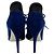 Stivaletti Miu Miu in camoscio blu con lacci e peep toe - vista 5