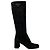 Prada Hohe Absatzstiefel aus Wildleder Schwarz / Logo-Plakette Silber - Ansicht 2