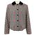Chaqueta Akris Punto Black / Red / White Houndstooth con cuello de pana Negro
