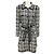Abrigo de tweed con cinturón Edward Achour Negro / Blanco con botones de cristal