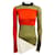 Phoebe Philo Tubular Block Strickpullover Olive Green / Orange / Ivory Mehrfarben