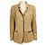 Giacca blazer in cotone a spina di pesce beige / marrone Brunello Cucinelli